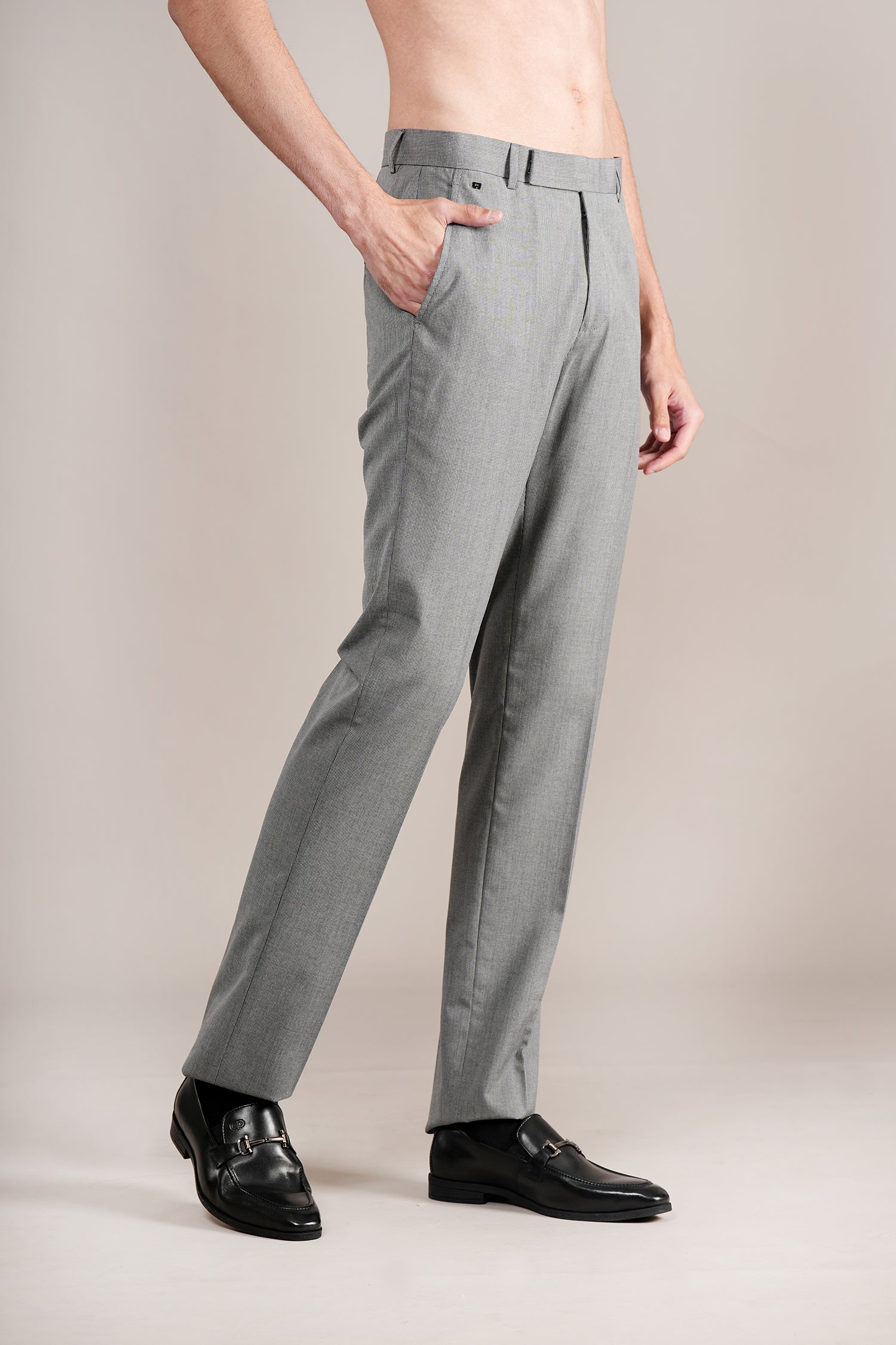 Formal Trouser for Men | Breathable & Soft with Color Fastness Regular Fit Poly Viscose Fabric Self Design Pattern Hook & Eye Closure - Image 3