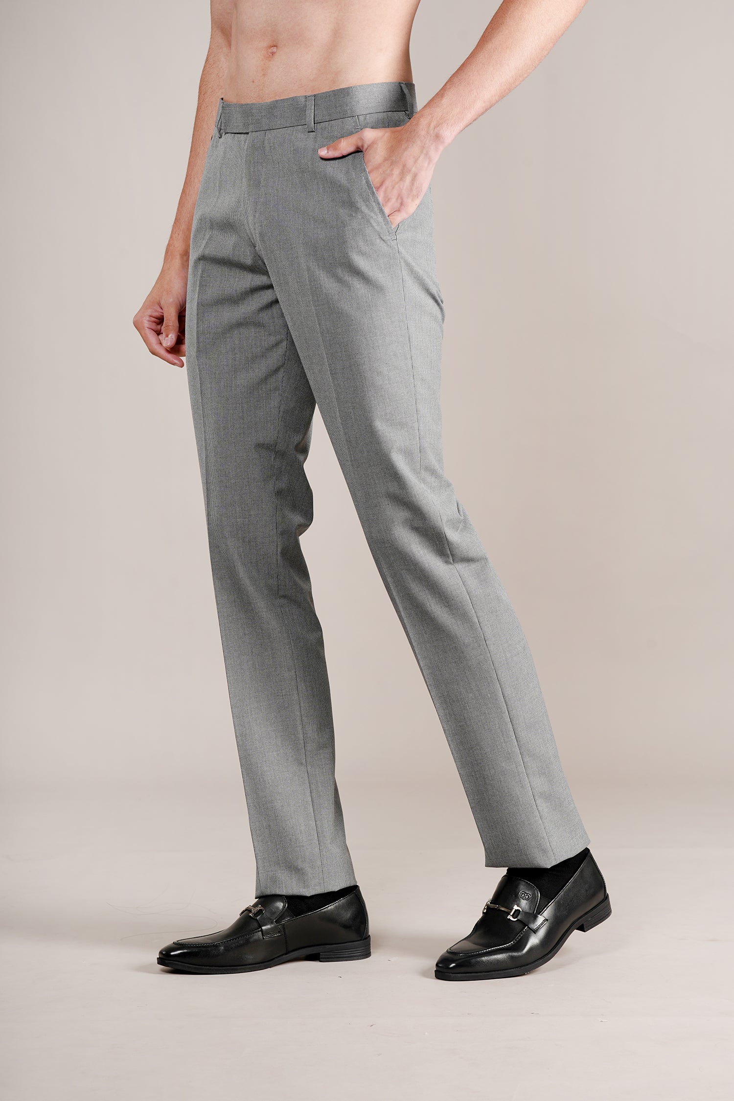 Formal Trouser for Men | Breathable & Soft with Color Fastness Regular Fit Poly Viscose Fabric Self Design Pattern Hook & Eye Closure - Image 4
