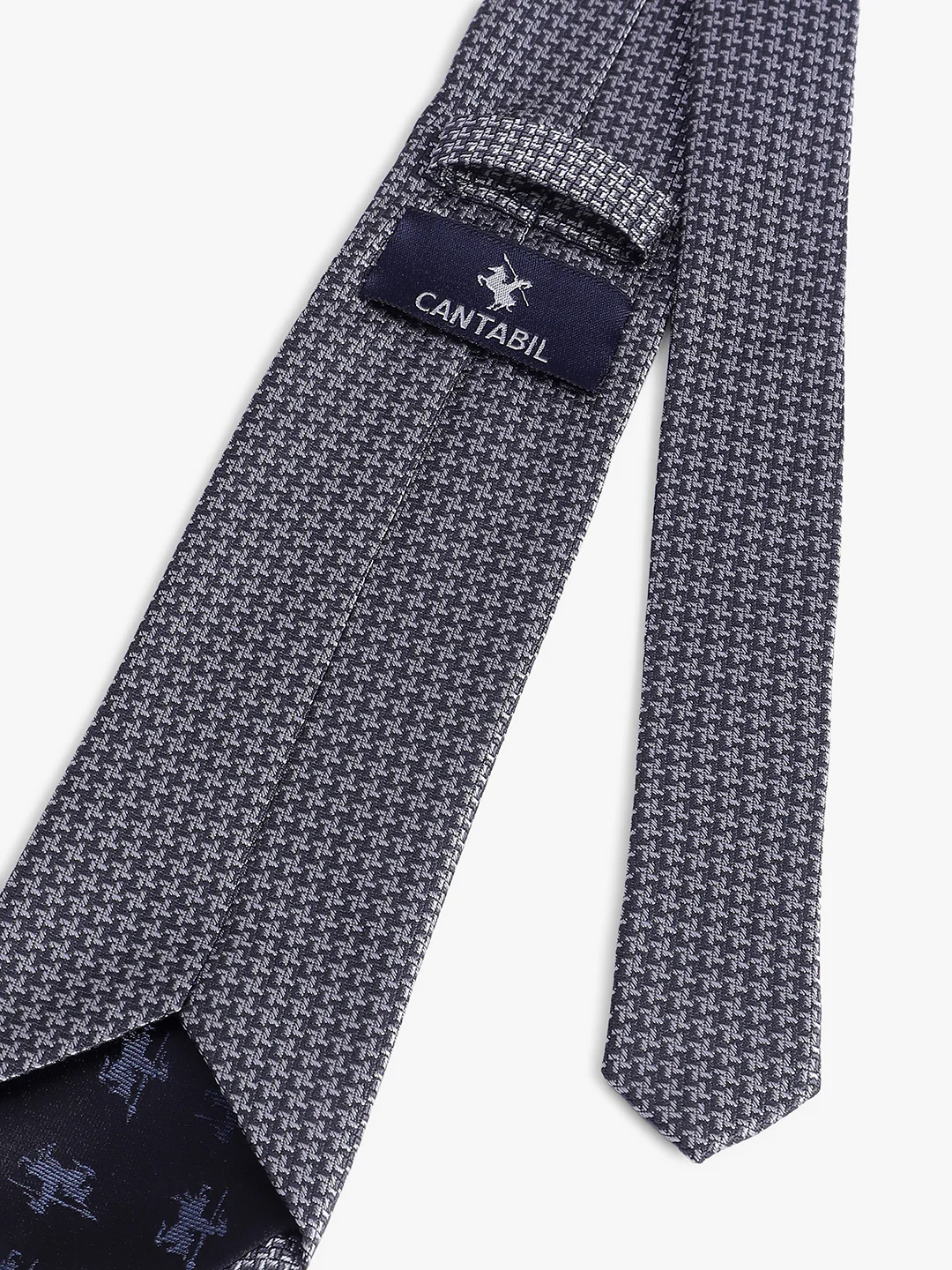 Men's Grey Self Design Tie With Pocket Square Set - Image 6
