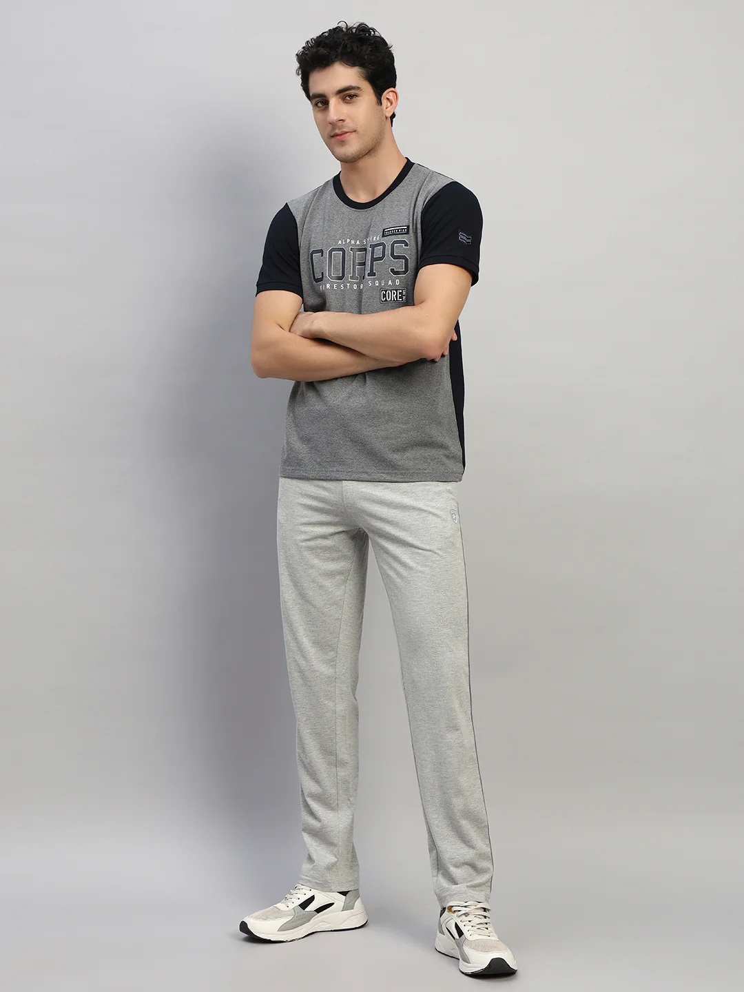 Men's Grey Solid Flat Front Mid Rise Casual Track Pant - Image 7