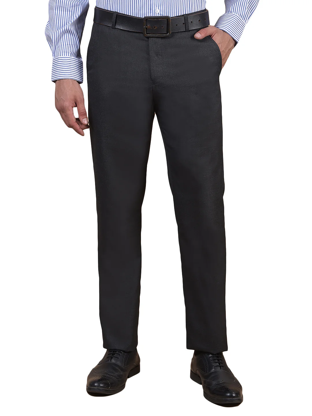 Formal Trouser for Men | Breathable & Soft with Color Fastness Regular Fit Poly Viscose Fabric Solid Pattern Hook & Eye Closure - Image 2