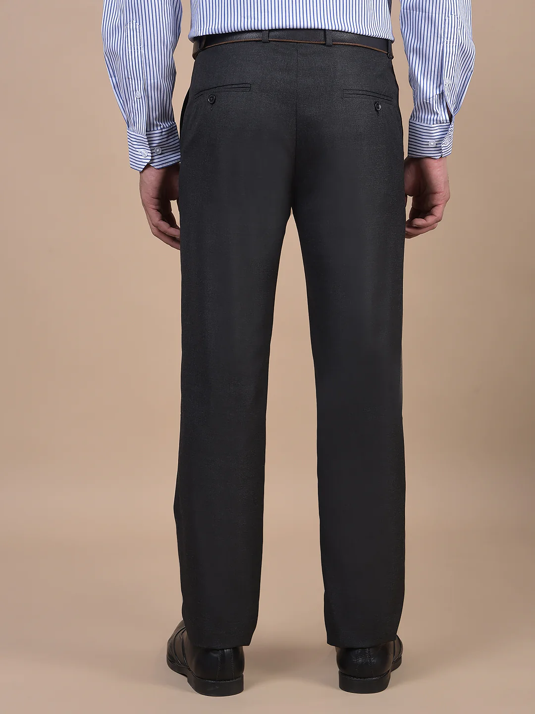 Formal Trouser for Men | Breathable & Soft with Color Fastness Regular Fit Poly Viscose Fabric Solid Pattern Hook & Eye Closure - Image 7