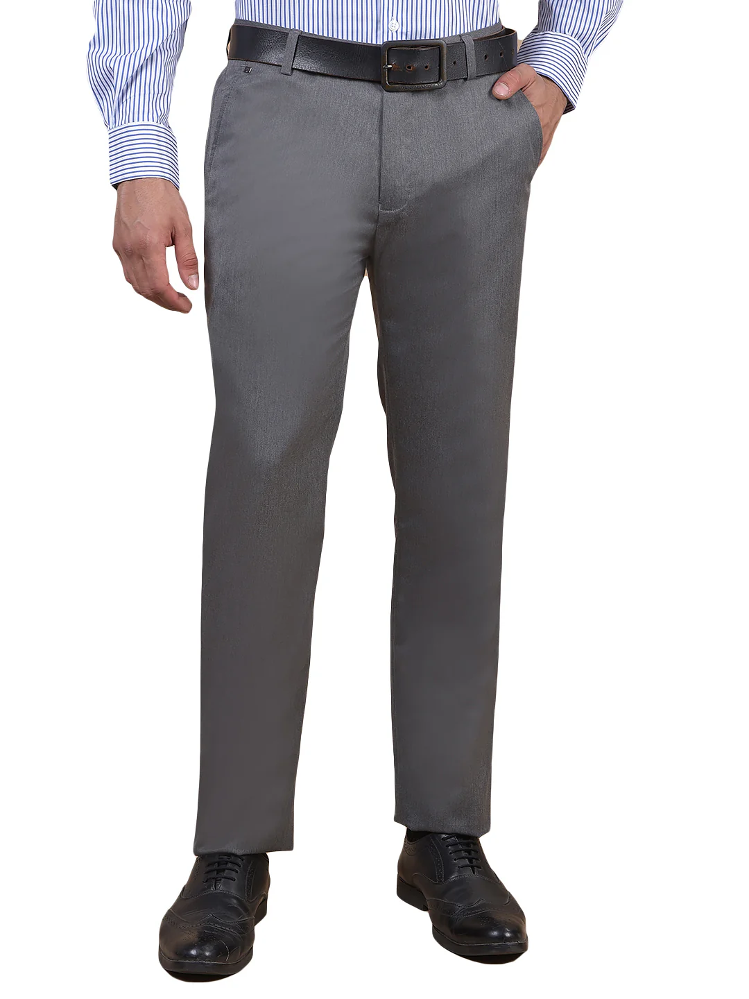 Formal Trouser for Men | Breathable & Soft with Color Fastness Regular Fit Poly Viscose Fabric Solid Pattern Hook & Eye Closure - Image 2