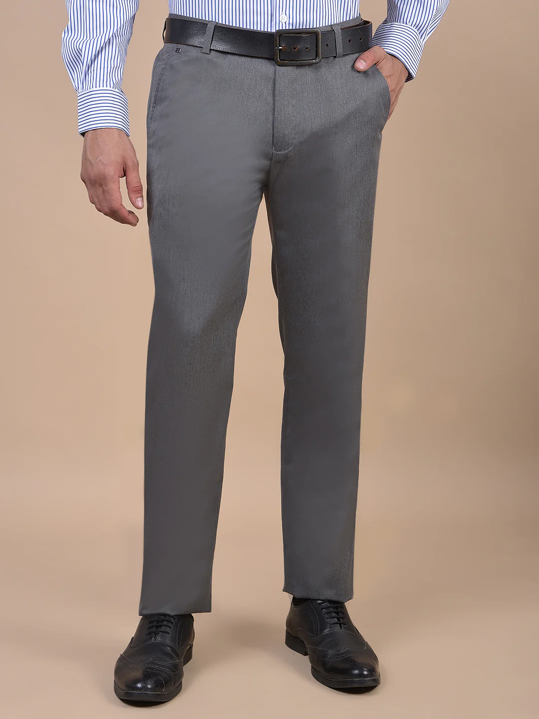 Formal Trouser for Men | Breathable & Soft with Color Fastness Regular Fit Poly Viscose Fabric Solid Pattern Hook & Eye Closure - Image 4