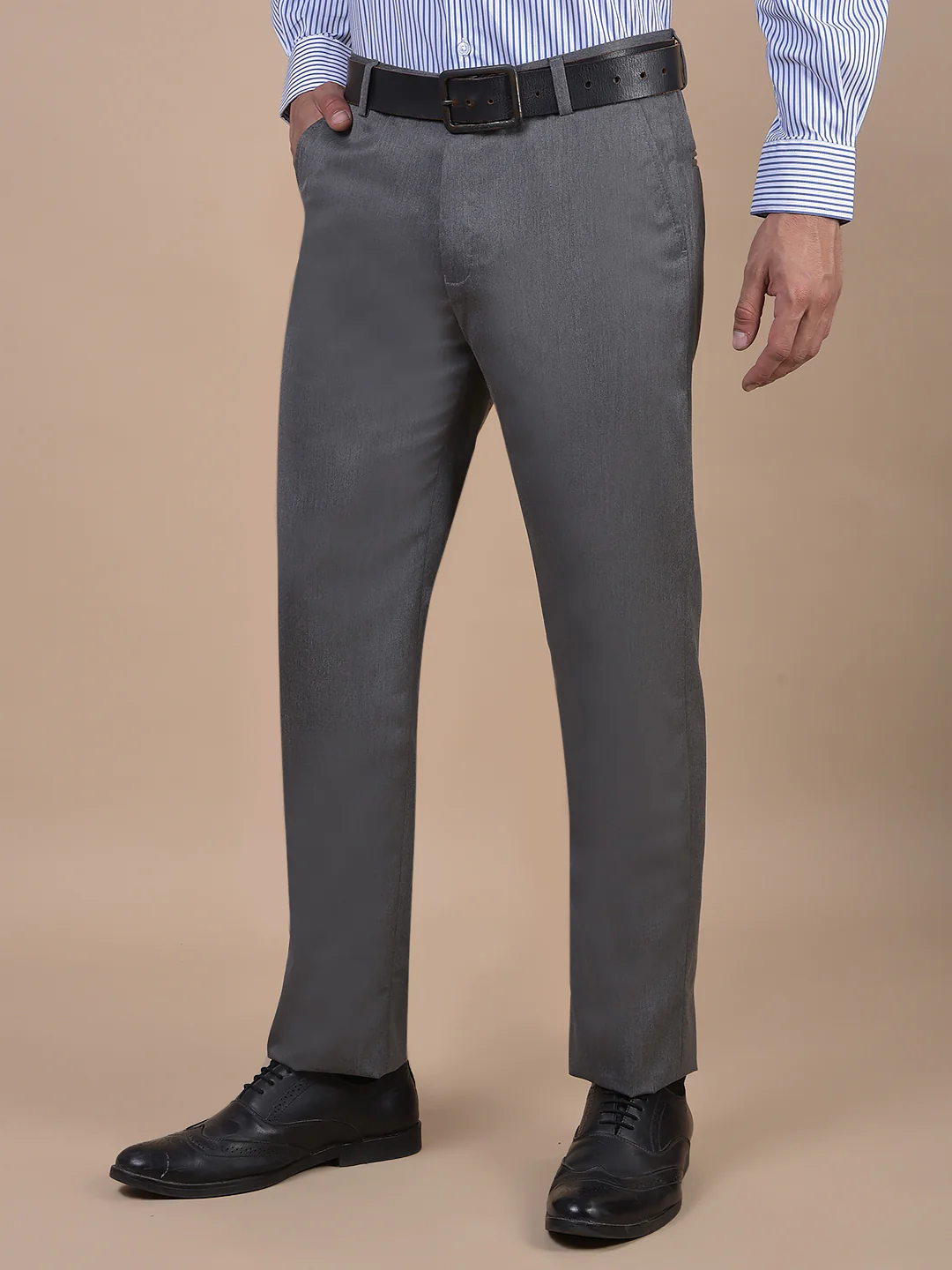 Formal Trouser for Men | Breathable & Soft with Color Fastness Regular Fit Poly Viscose Fabric Solid Pattern Hook & Eye Closure - Image 5
