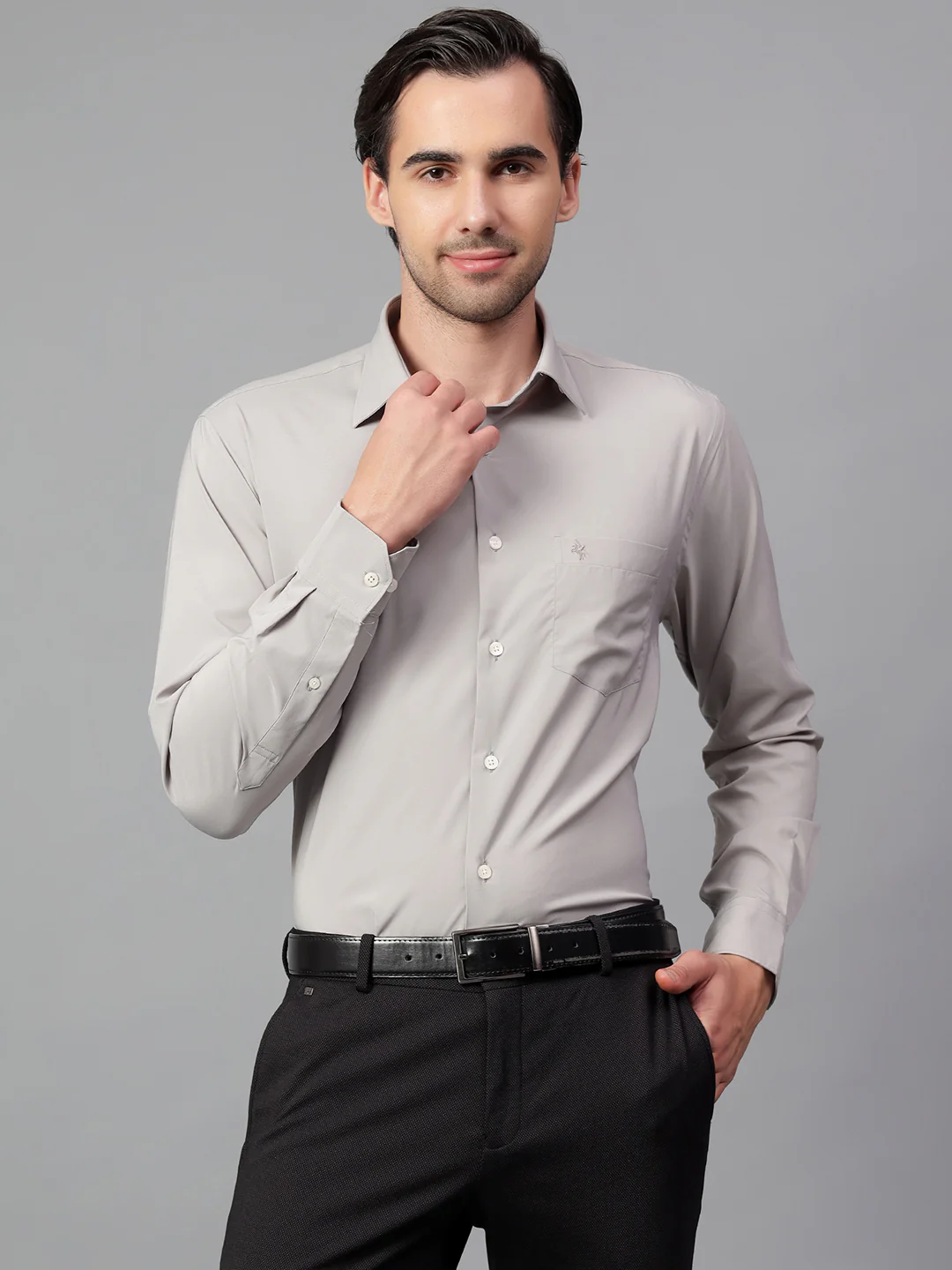 Formal Shirt for Men l Breathable & Soft with Color Fastness Regular Fit Spread Collar Neck Poly Cotton Fabric Solid Pattern - Image 2