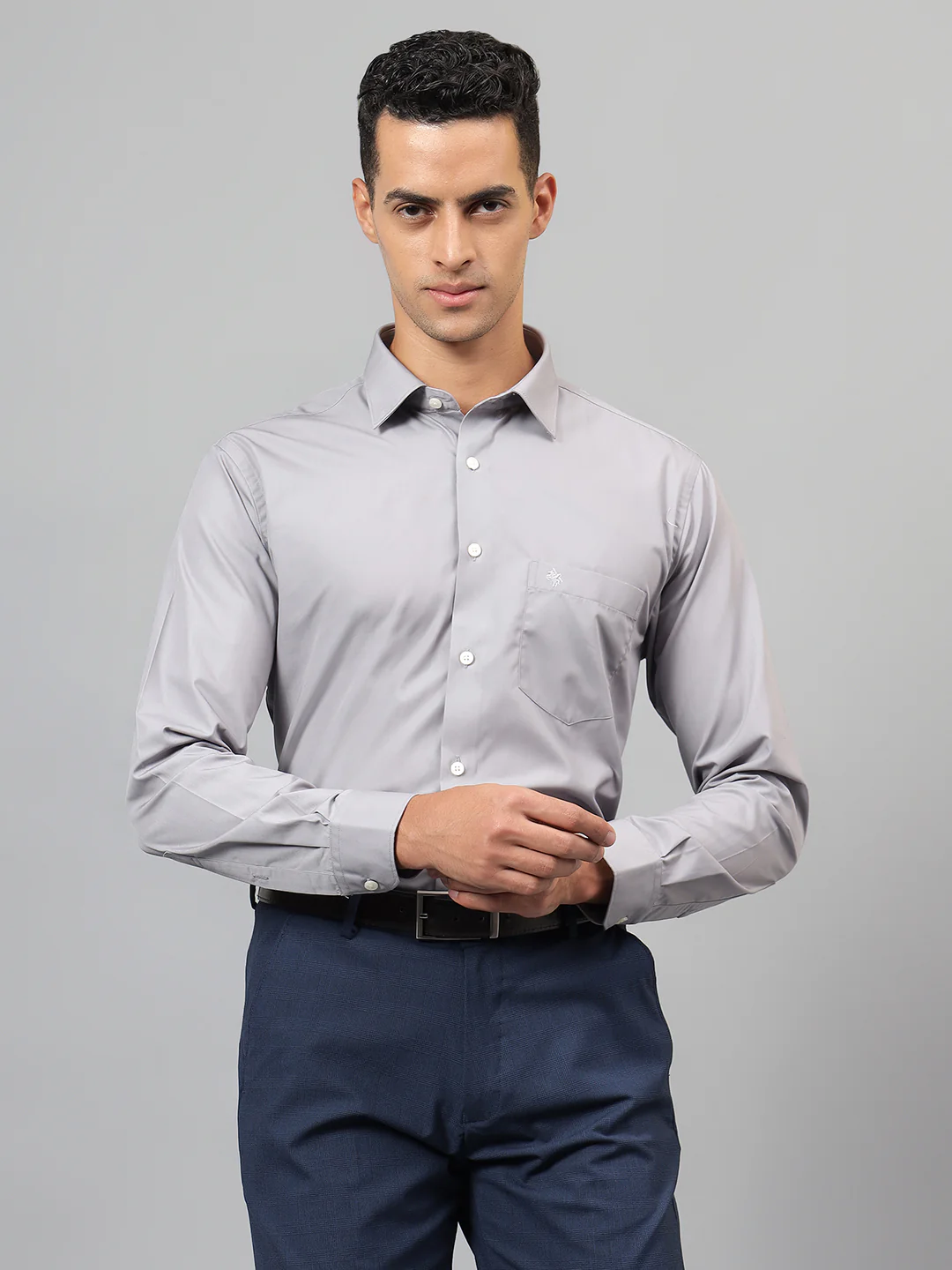 Formal Shirt for Men l Breathable & Soft with Color Fastness Regular Fit Spread Collar Neck Cotton Blend Fabric Solid Pattern - Image 3