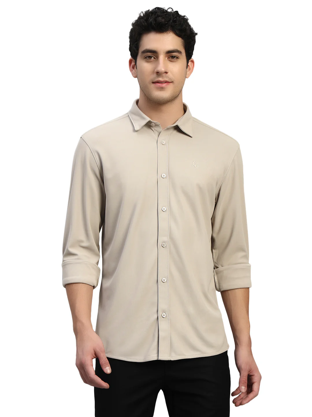 Casual Shirt for Men | Breathable & Soft with Color Fastness Regular Fit Spread Collar Neck Polyester Fabric Solid Pattern - Image 2