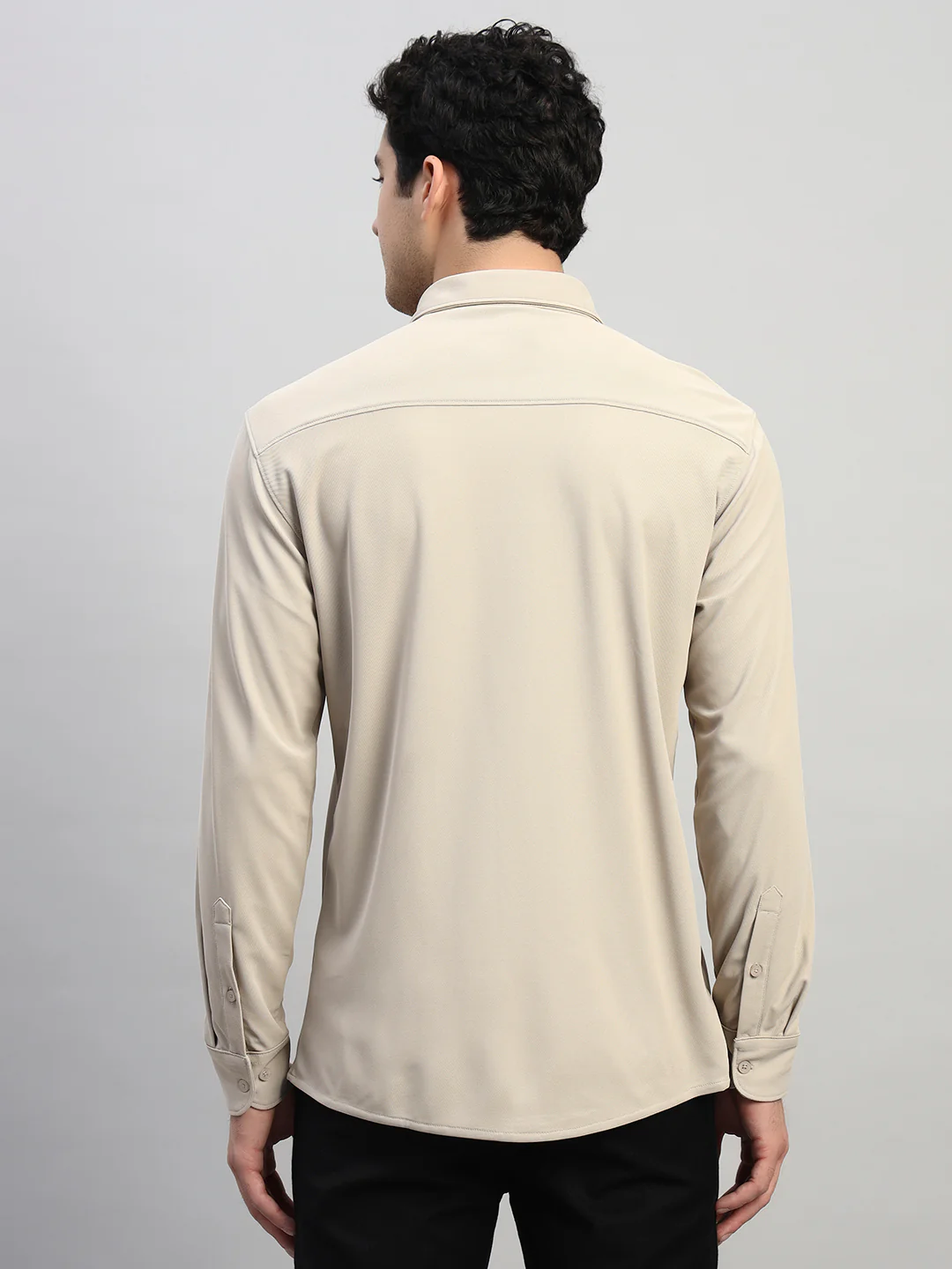 Casual Shirt for Men | Breathable & Soft with Color Fastness Regular Fit Spread Collar Neck Polyester Fabric Solid Pattern - Image 4