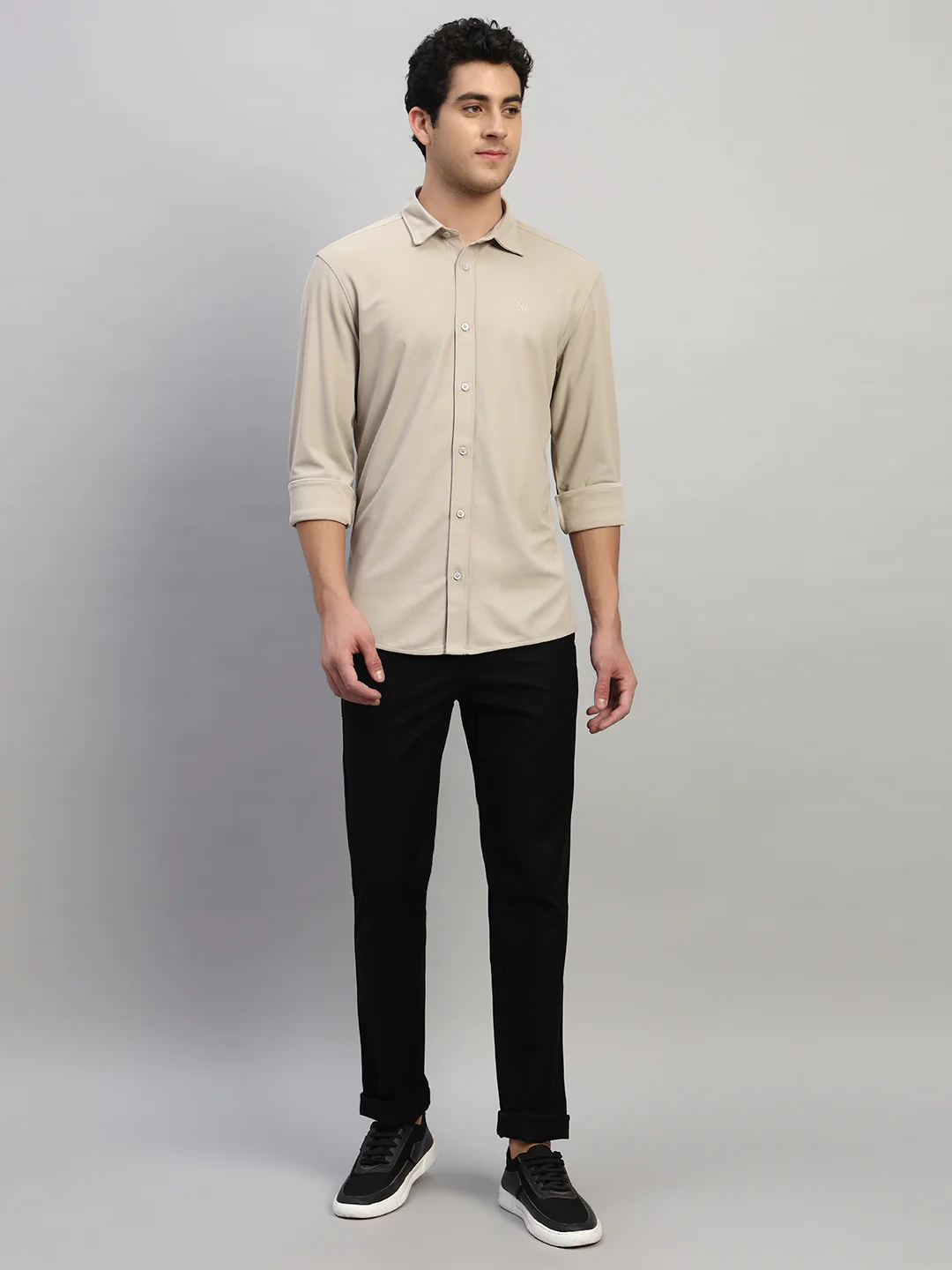 Casual Shirt for Men | Breathable & Soft with Color Fastness Regular Fit Spread Collar Neck Polyester Fabric Solid Pattern - Image 6