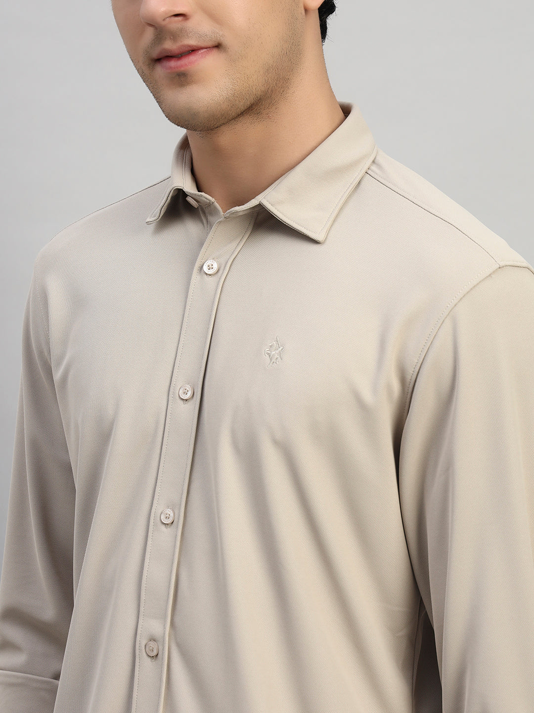 Casual Shirt for Men | Breathable & Soft with Color Fastness Regular Fit Spread Collar Neck Polyester Fabric Solid Pattern - Image 7