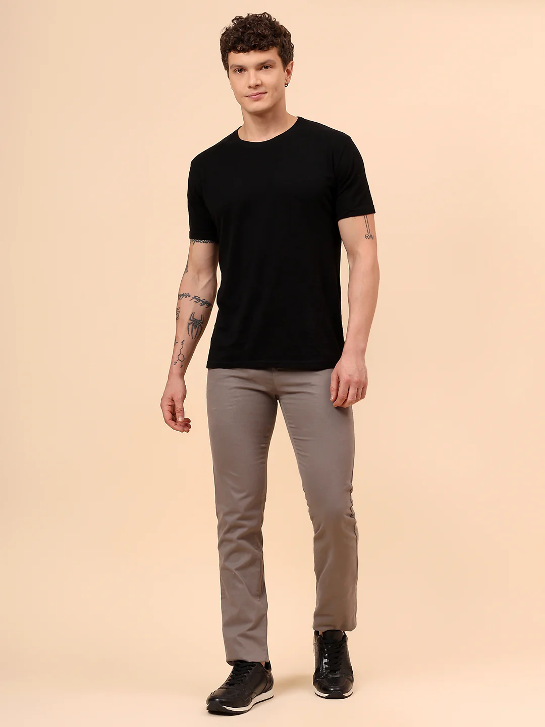 Casual Trouser for Men | Breathable & Soft with Color Fastness Regular Fit Cotton Blend Fabric Solid Pattern Button Closure - Image 2