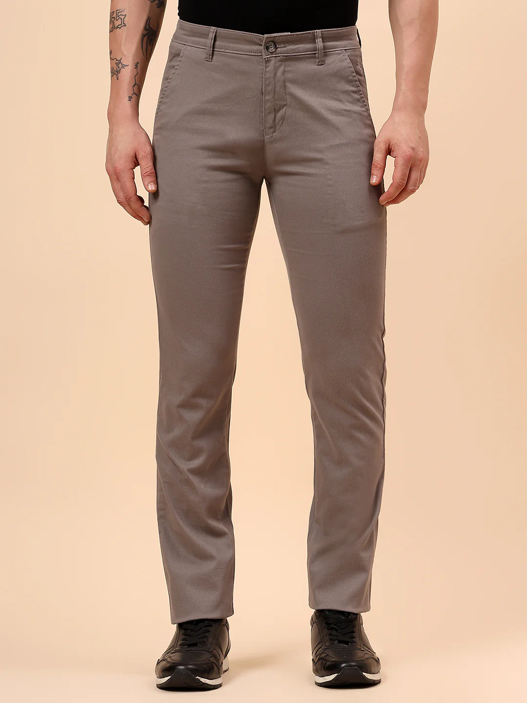 Casual Trouser for Men | Breathable & Soft with Color Fastness Regular Fit Cotton Blend Fabric Solid Pattern Button Closure - Image 4