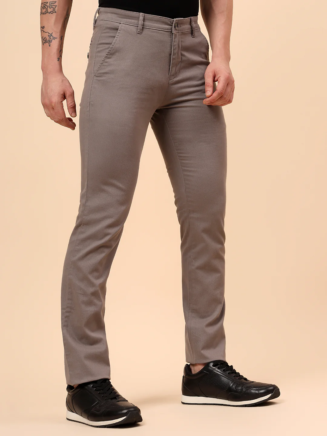 Casual Trouser for Men | Breathable & Soft with Color Fastness Regular Fit Cotton Blend Fabric Solid Pattern Button Closure - Image 6