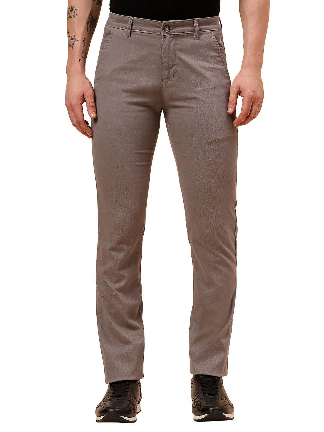 Casual Trouser for Men | Breathable & Soft with Color Fastness Regular Fit Cotton Blend Fabric Solid Pattern Button Closure - Image 9