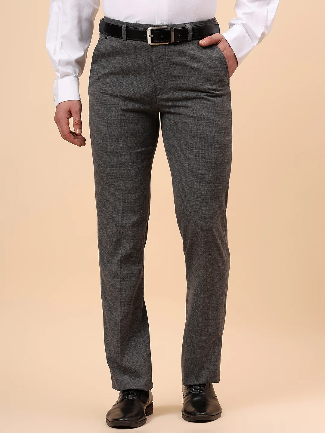 Formal Trouser for Men | Breathable & Soft with Color Fastness Regular Fit Poly Viscose Fabric Solid Pattern Hook & Eye Closure - Image 4