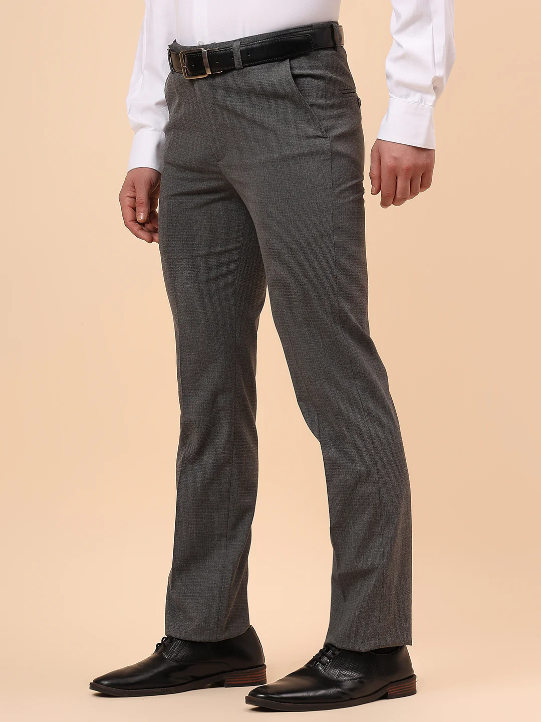 Formal Trouser for Men | Breathable & Soft with Color Fastness Regular Fit Poly Viscose Fabric Solid Pattern Hook & Eye Closure - Image 5
