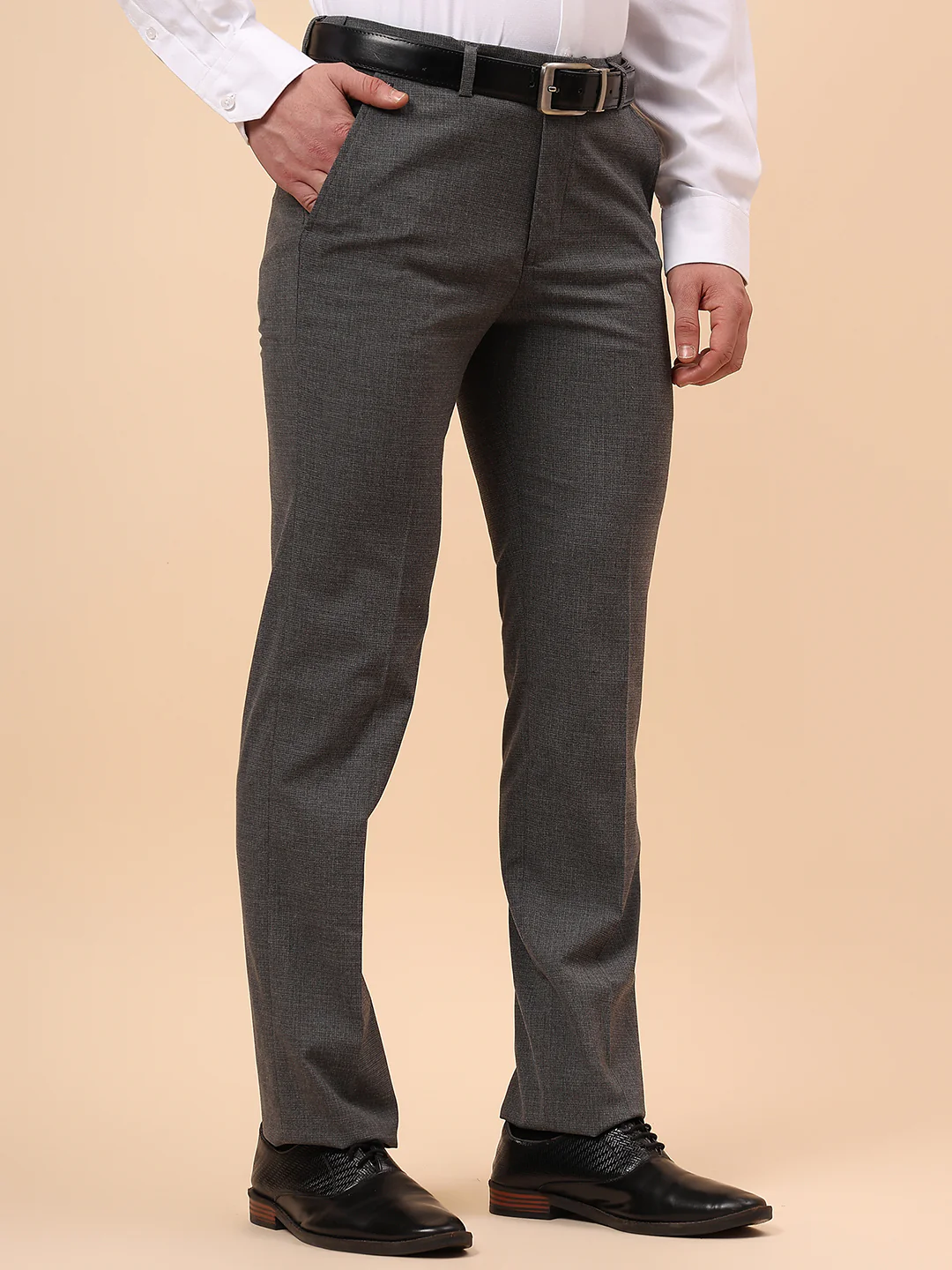 Formal Trouser for Men | Breathable & Soft with Color Fastness Regular Fit Poly Viscose Fabric Solid Pattern Hook & Eye Closure - Image 6