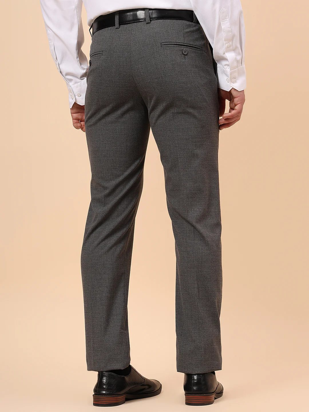 Formal Trouser for Men | Breathable & Soft with Color Fastness Regular Fit Poly Viscose Fabric Solid Pattern Hook & Eye Closure - Image 7