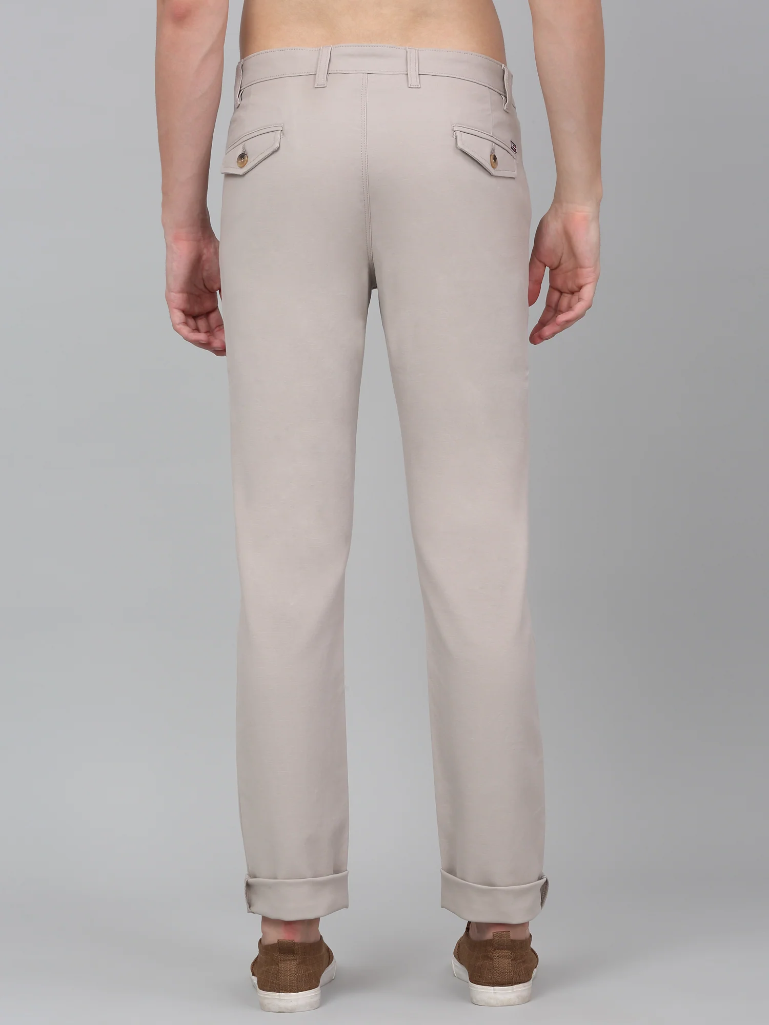 Casual Trouser for Men | Breathable & Soft with Color Fastness Regular Fit Cotton Blend Fabric Solid Pattern Button Closure - Image 2