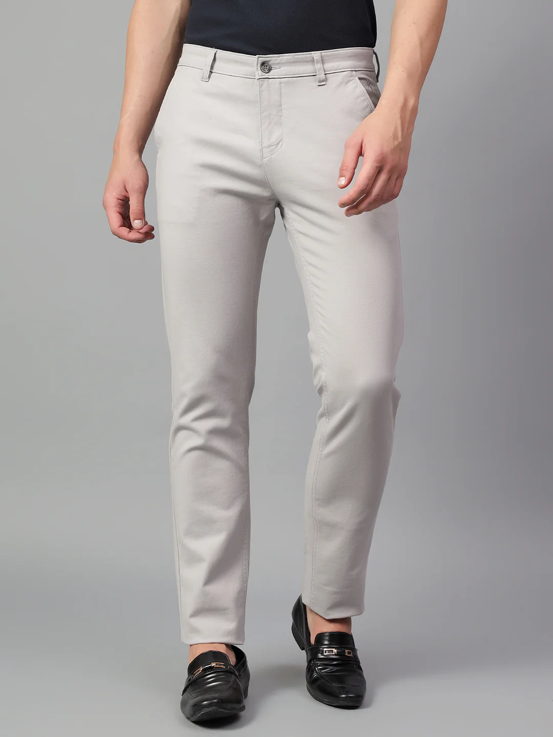 Casual Trouser for Men | Breathable & Soft with Color Fastness Regular Fit Cotton Blend Fabric Solid Pattern Button Closure - Image 3