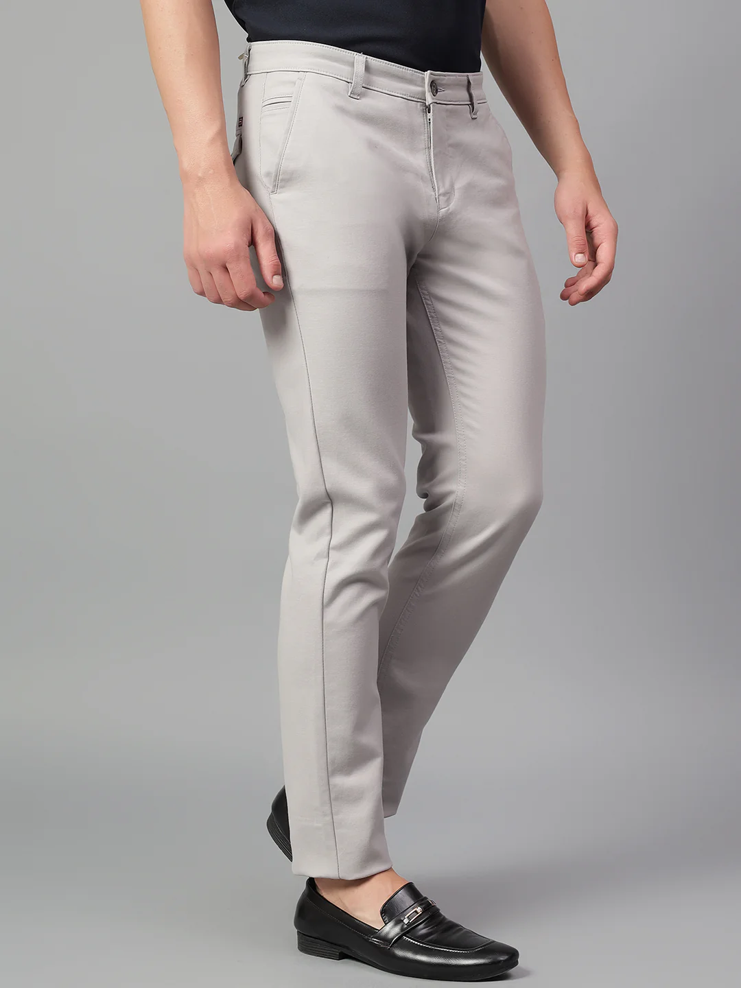 Casual Trouser for Men | Breathable & Soft with Color Fastness Regular Fit Cotton Blend Fabric Solid Pattern Button Closure - Image 5