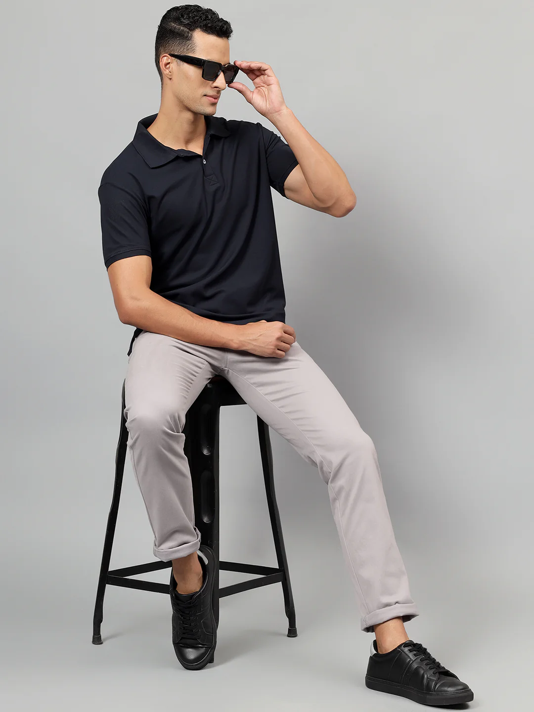 Casual Trouser for Men | Breathable & Soft with Color Fastness Regular Fit Cotton Blend Fabric Solid Pattern Button Closure - Image 2