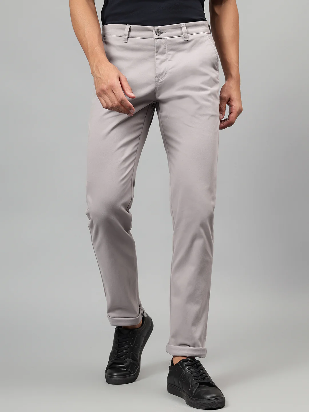 Casual Trouser for Men | Breathable & Soft with Color Fastness Regular Fit Cotton Blend Fabric Solid Pattern Button Closure - Image 3
