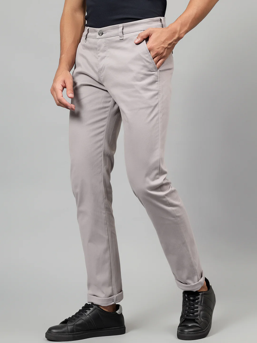 Casual Trouser for Men | Breathable & Soft with Color Fastness Regular Fit Cotton Blend Fabric Solid Pattern Button Closure - Image 4
