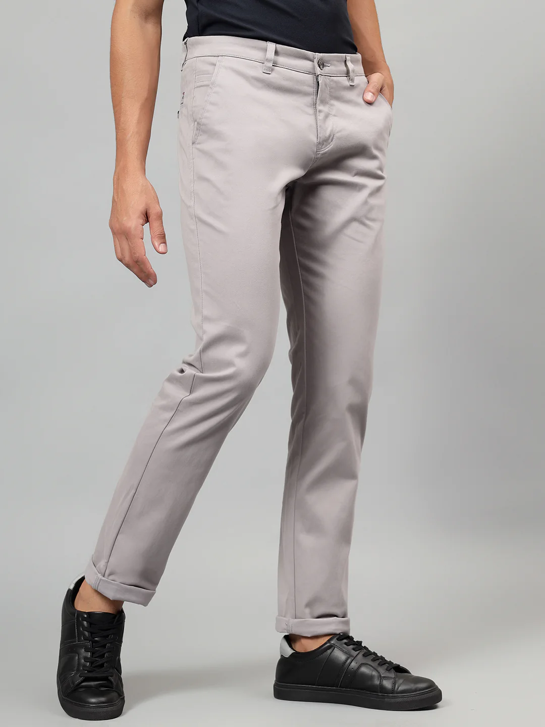 Casual Trouser for Men | Breathable & Soft with Color Fastness Regular Fit Cotton Blend Fabric Solid Pattern Button Closure - Image 5