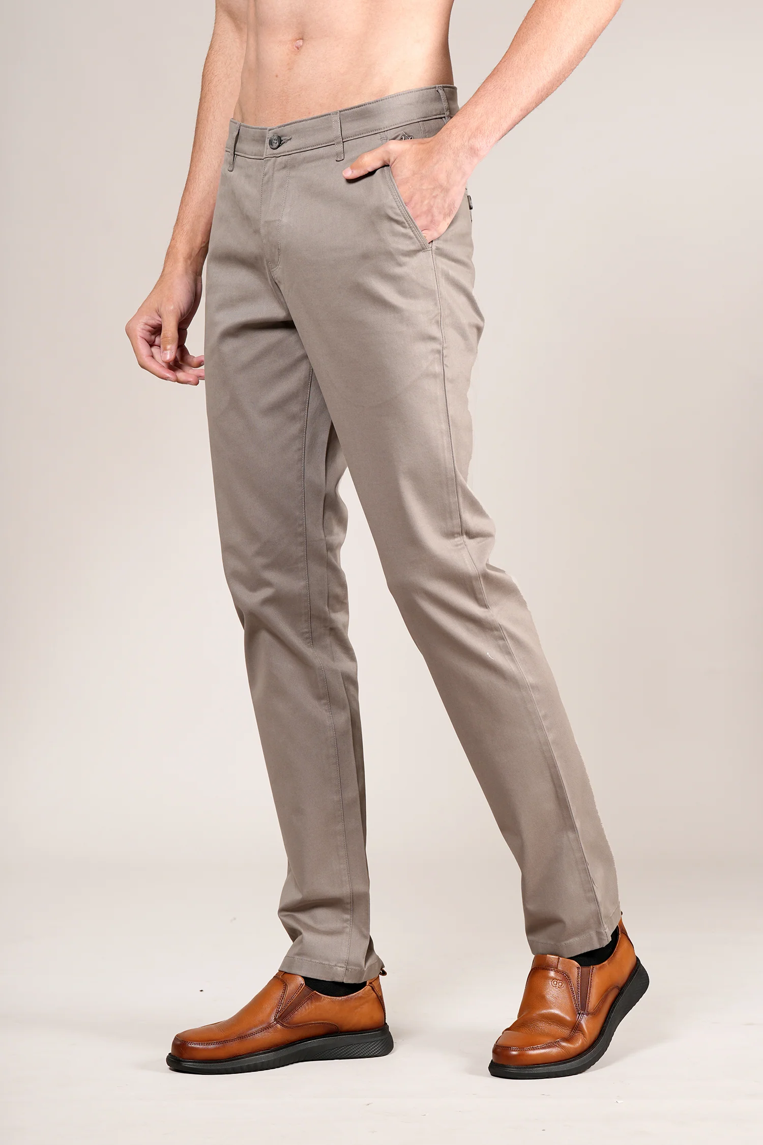 Casual Trouser for Men | Breathable & Soft with Color Fastness Regular Fit Cotton Blend Fabric Solid Pattern Button Closure - Image 3