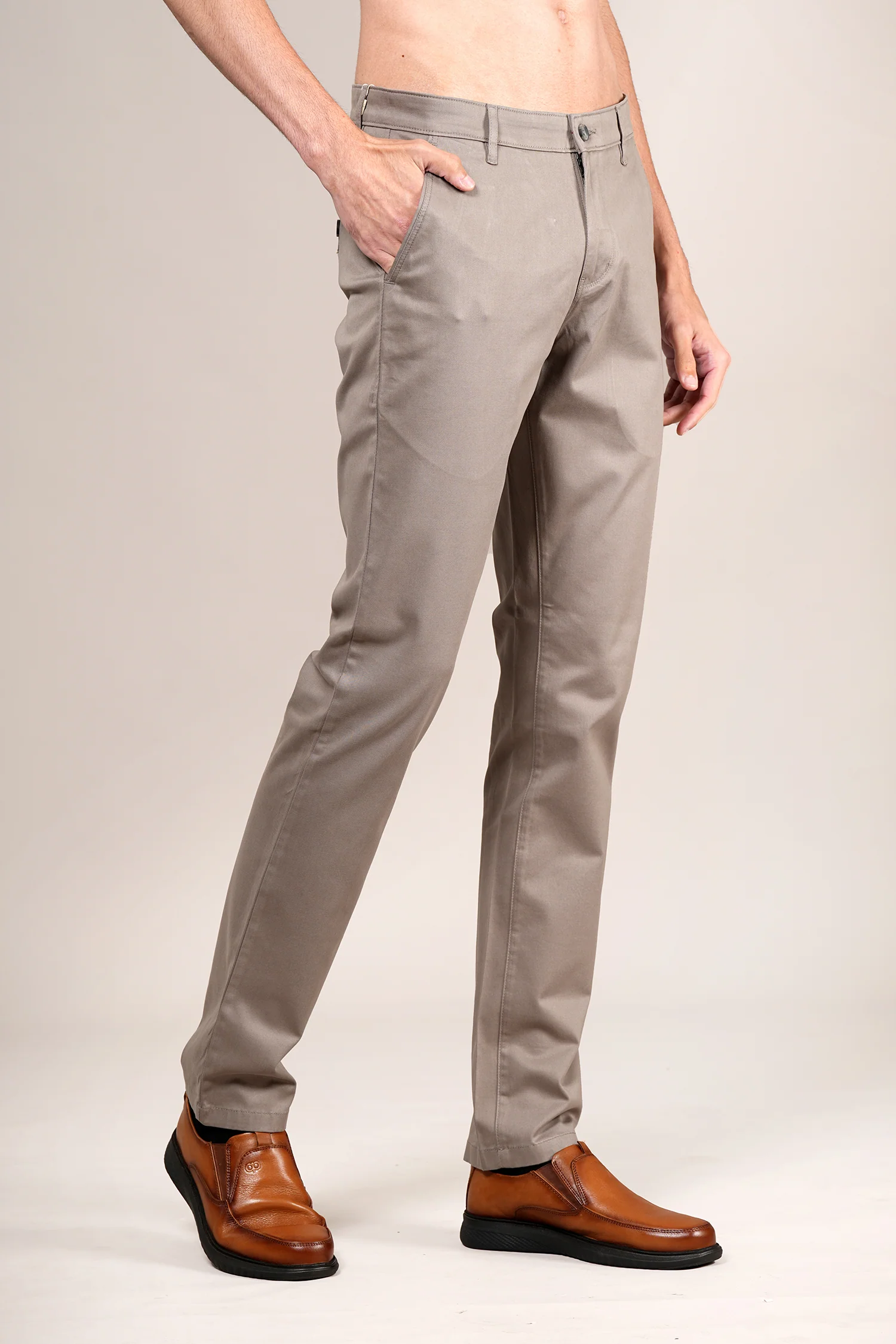 Casual Trouser for Men | Breathable & Soft with Color Fastness Regular Fit Cotton Blend Fabric Solid Pattern Button Closure - Image 4