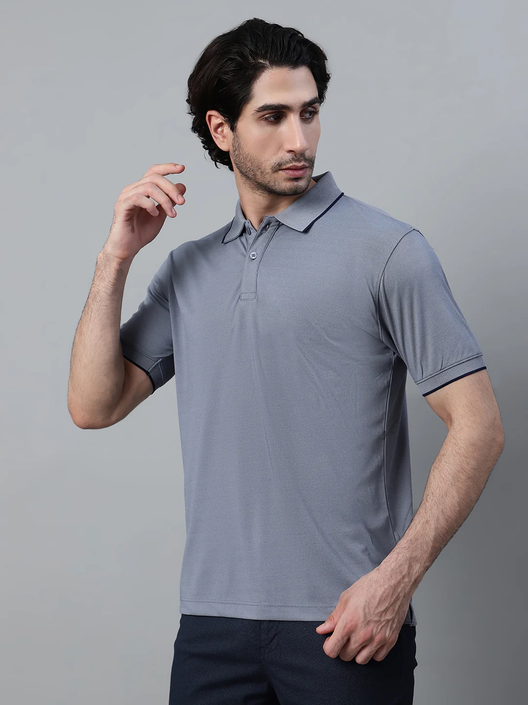 T-Shirt for Men | Breathable & Soft with Color Fastness Regular Fit Polo Neck Poly Cotton Fabric Solid Pattern - Image 3