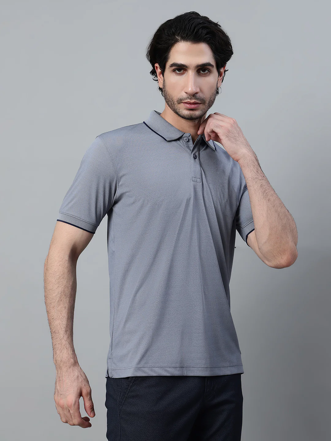 T-Shirt for Men | Breathable & Soft with Color Fastness Regular Fit Polo Neck Poly Cotton Fabric Solid Pattern - Image 4