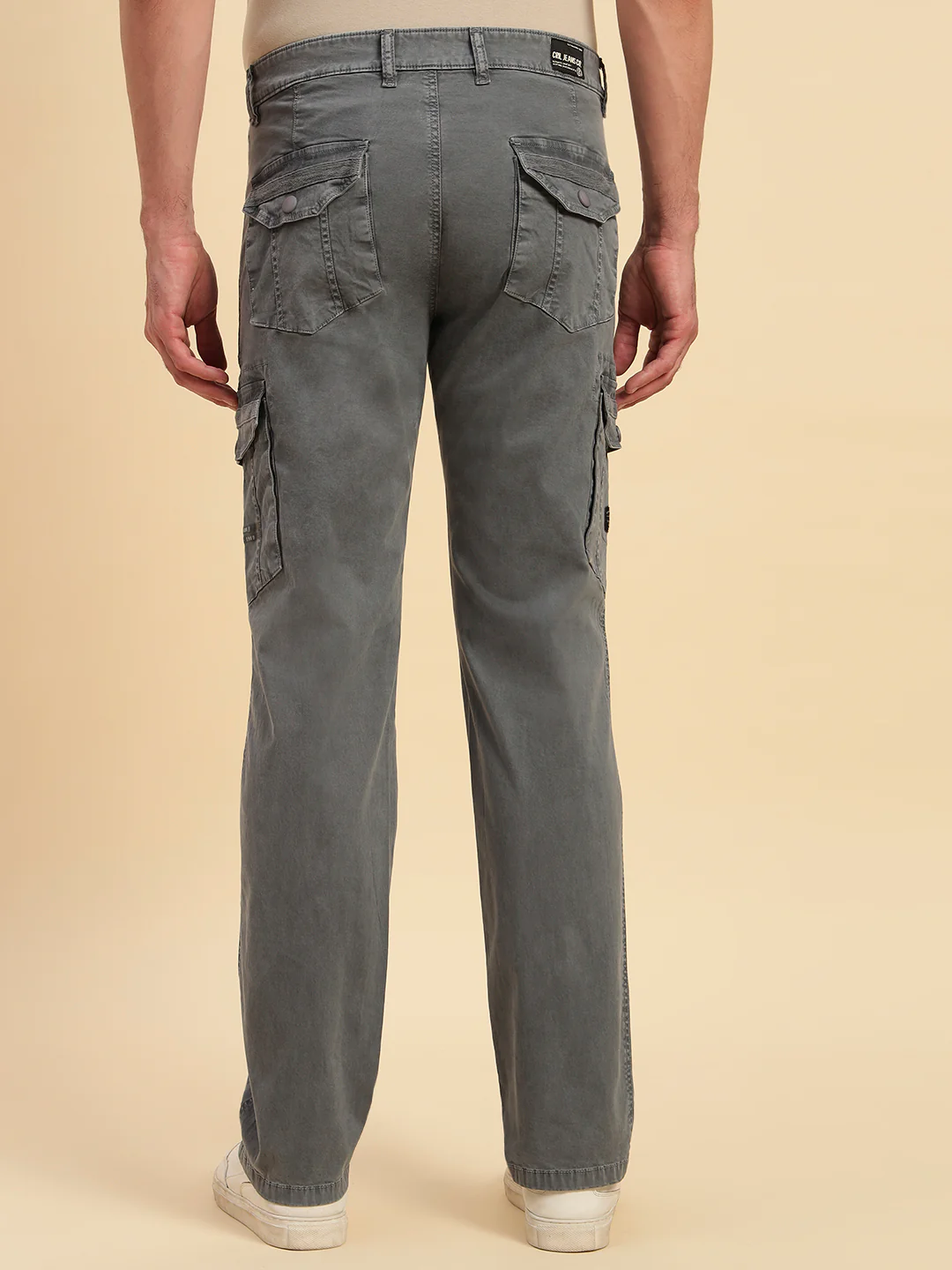 Men's Grey Solid Regular Fit Casual Cargo - Image 8