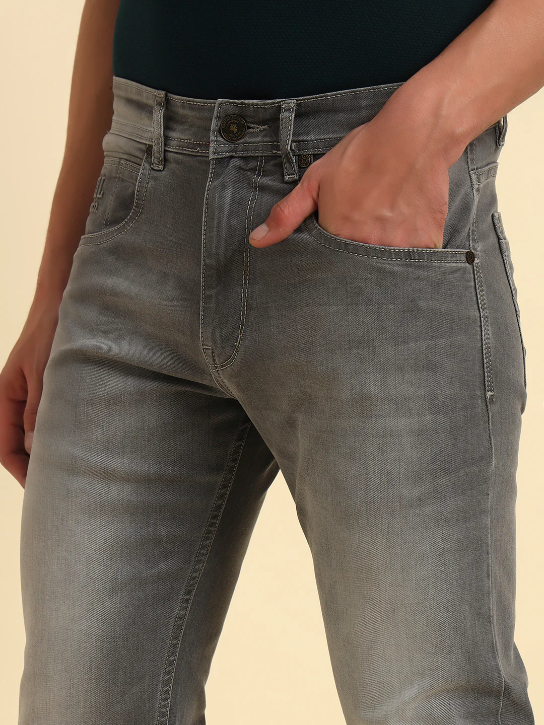 Denim Jeans for Men l Breathable & Soft with Color Fastness Straight Fit Cotton Fabric Solid Pattern Button Closure - Image 9