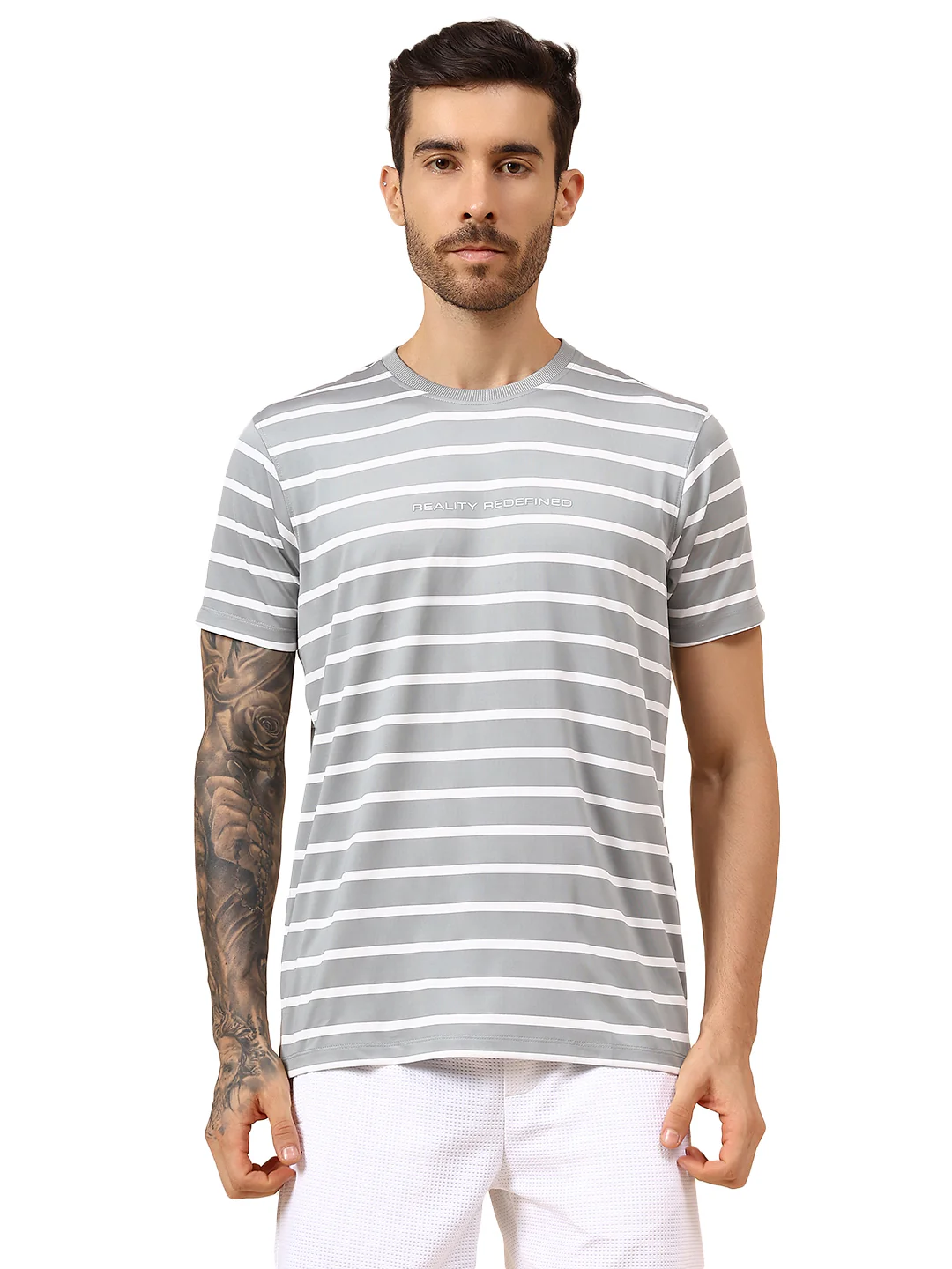 T-Shirt for Men | Breathable & Soft with Color Fastness Regular Fit Round Neck Lycra Fabric Striped Pattern - Image 8