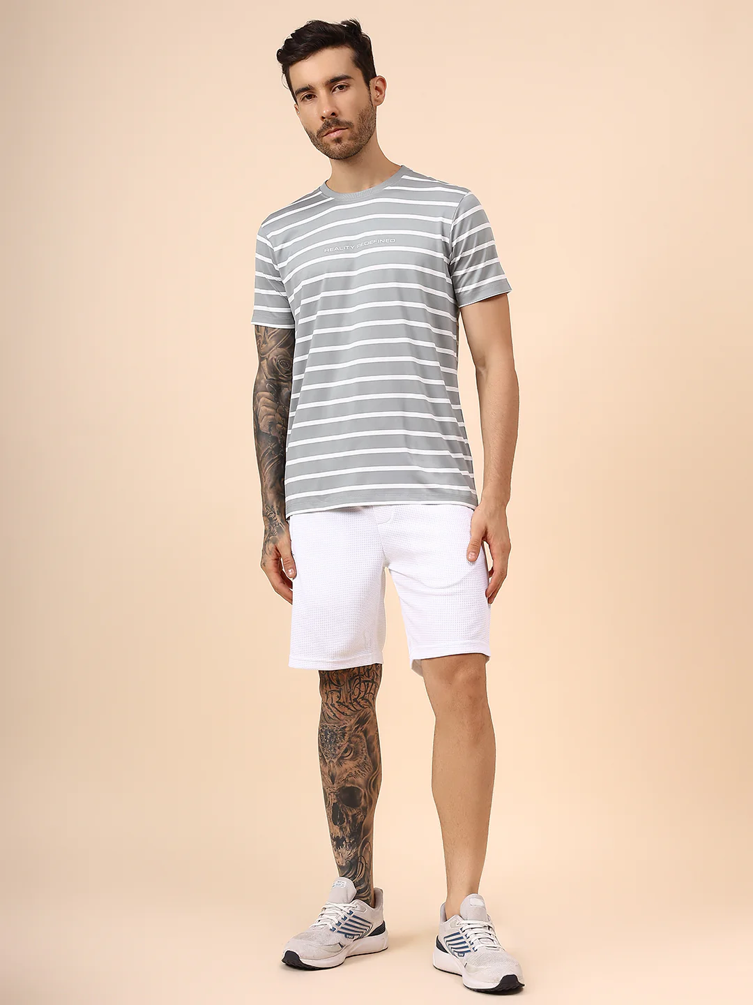 T-Shirt for Men | Breathable & Soft with Color Fastness Regular Fit Round Neck Lycra Fabric Striped Pattern - Image 9