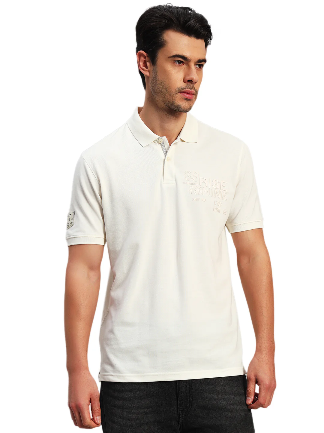 T-Shirt for Men | Breathable & Soft with Color Fastness Regular Fit Polo Neck Poly Cotton Fabric Printed Pattern - Image 2