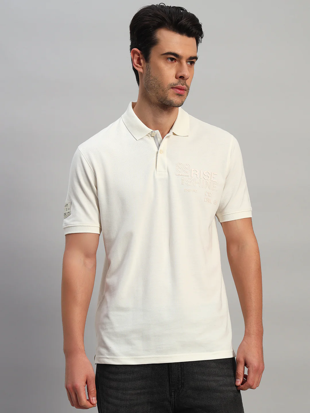 T-Shirt for Men | Breathable & Soft with Color Fastness Regular Fit Polo Neck Poly Cotton Fabric Printed Pattern - Image 3