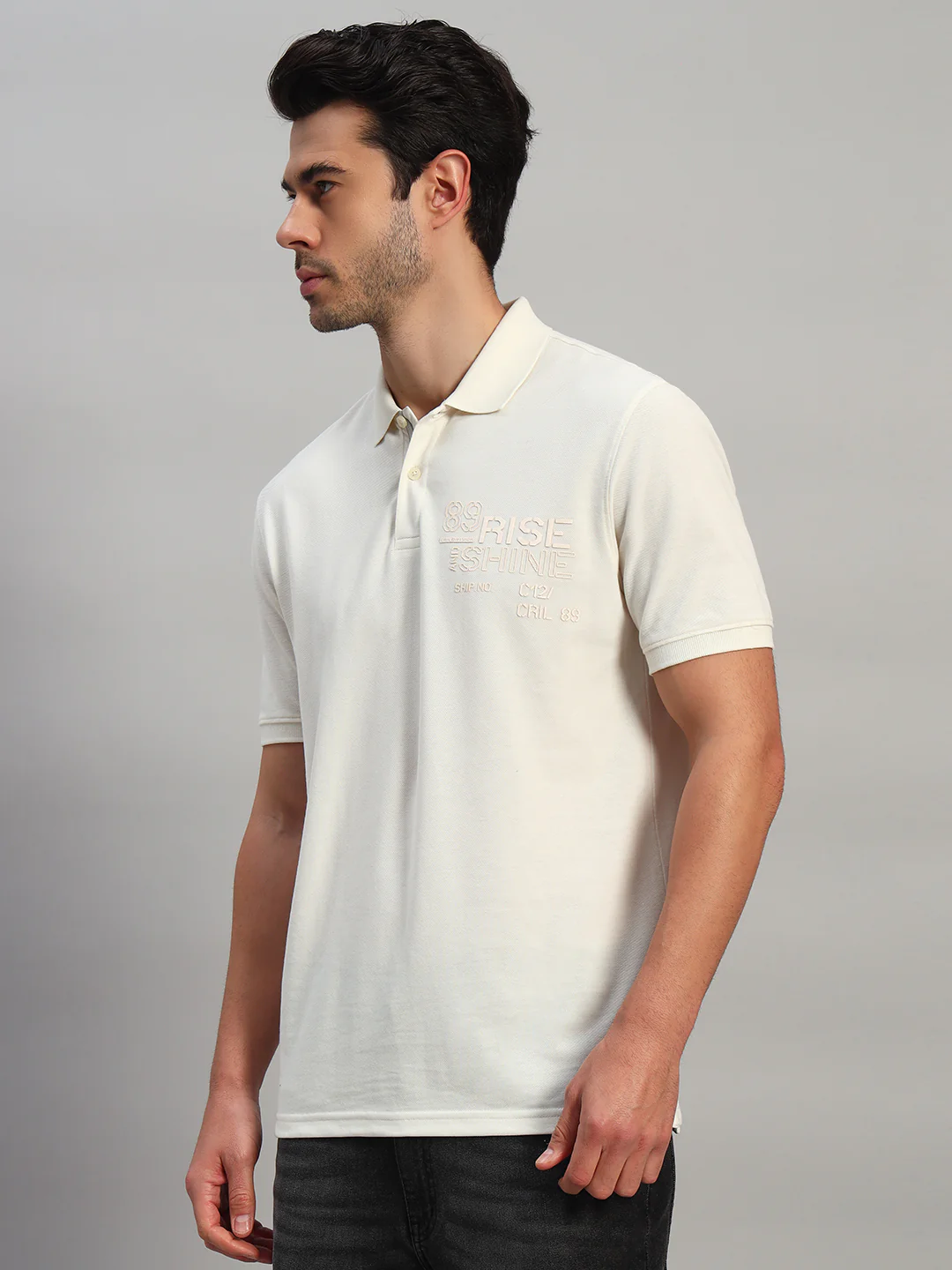 T-Shirt for Men | Breathable & Soft with Color Fastness Regular Fit Polo Neck Poly Cotton Fabric Printed Pattern - Image 4