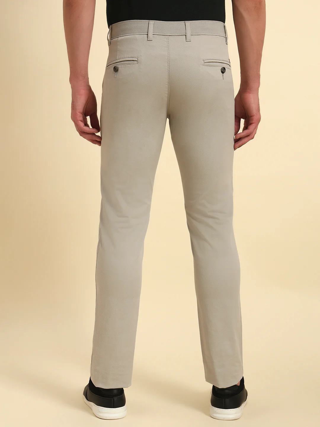 Casual Trouser for Men | Breathable & Soft with Color Fastness Regular Fit Cotton Blend Fabric Self Design Pattern Button Closure - Image 7