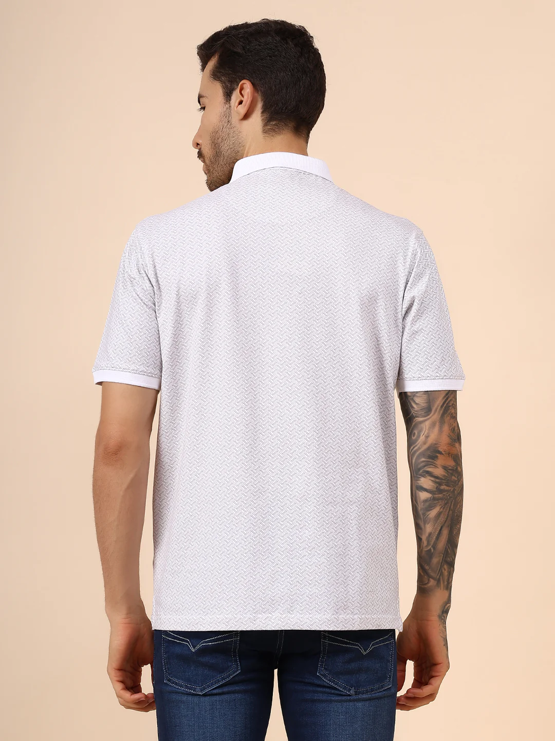T-Shirt for Men | Breathable & Soft with Color Fastness Regular Fit Polo Neck Cotton Blend Fabric Printed Pattern - Image 5