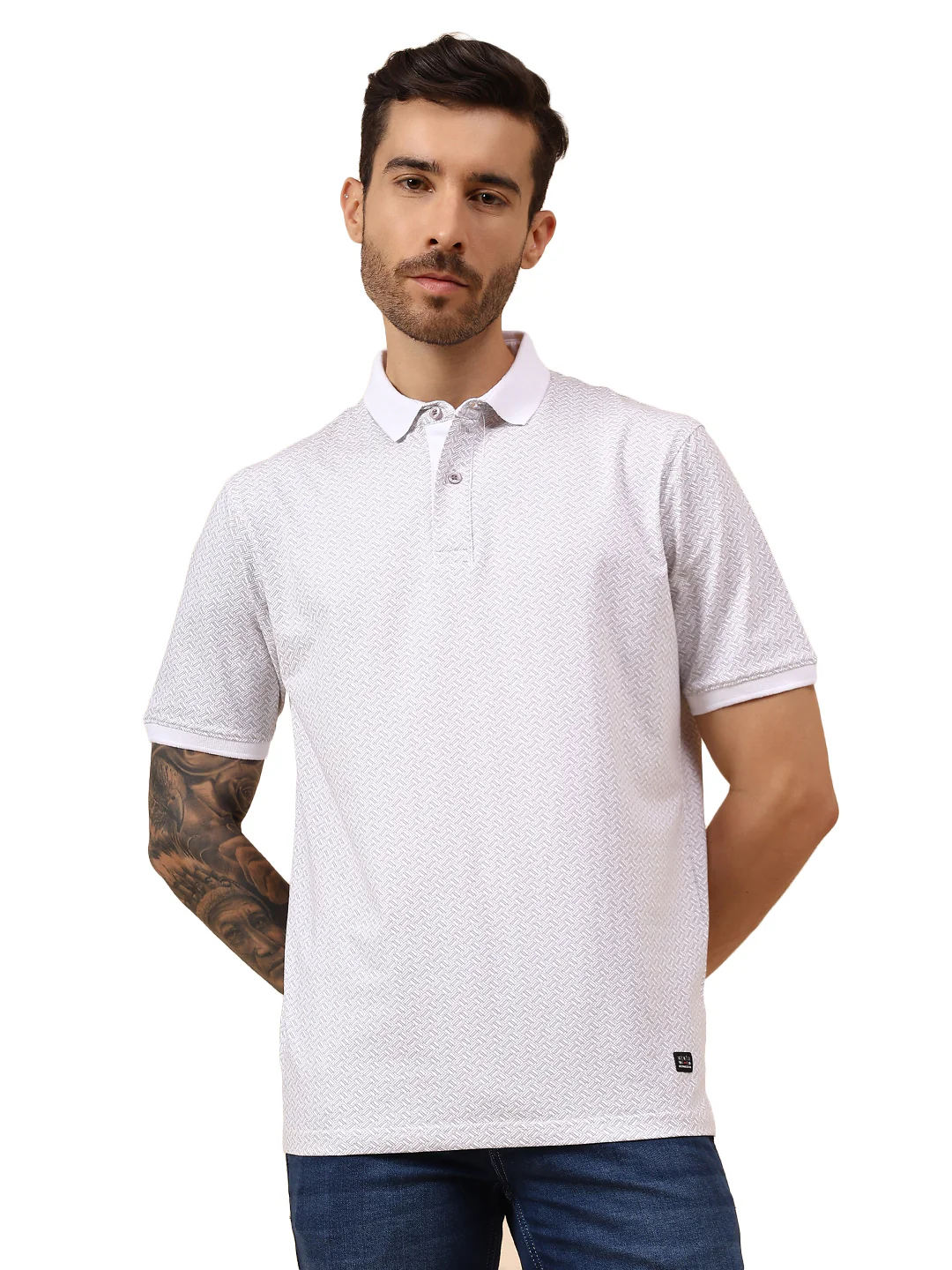 T-Shirt for Men | Breathable & Soft with Color Fastness Regular Fit Polo Neck Cotton Blend Fabric Printed Pattern - Image 8