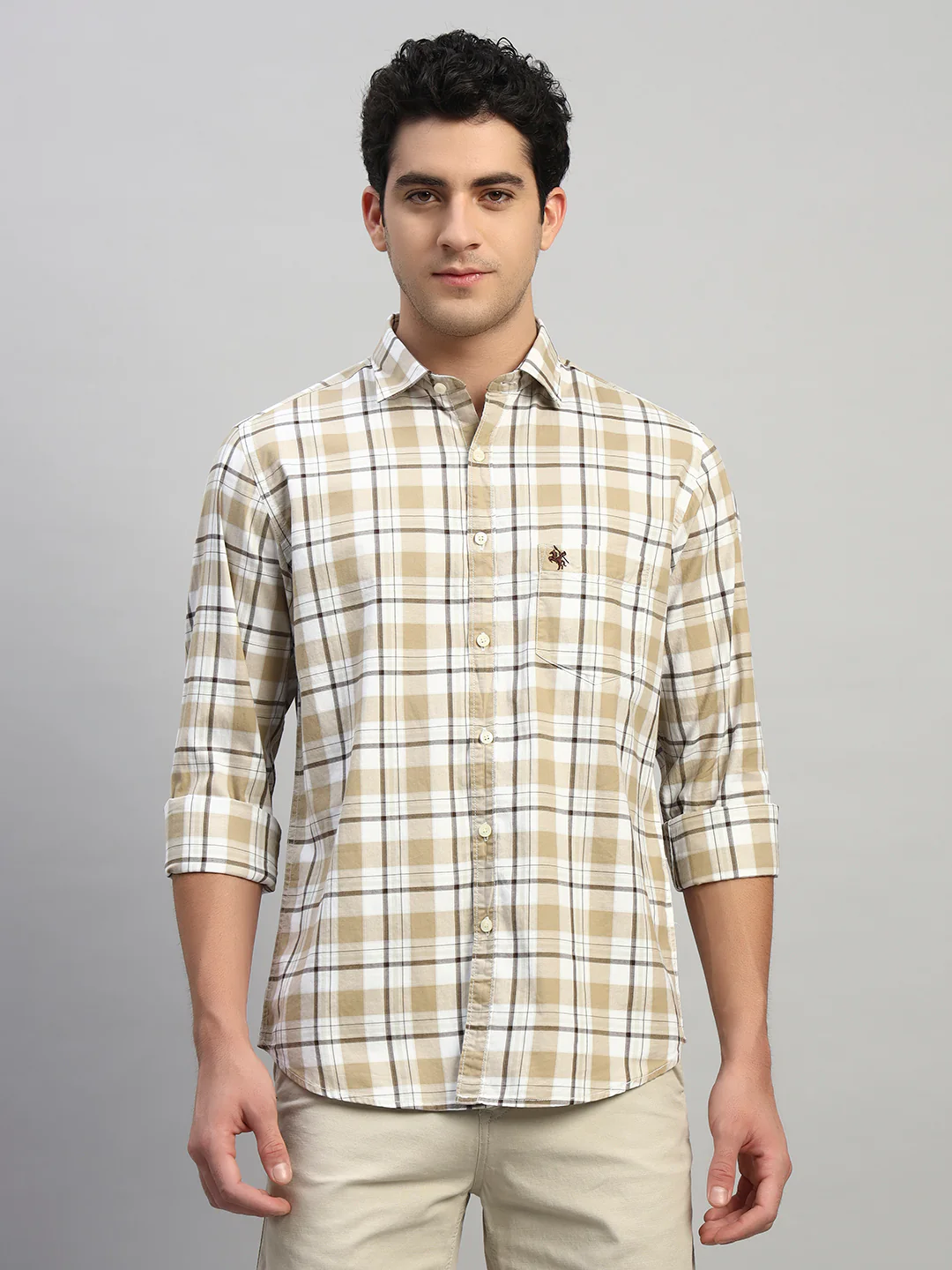Casual Shirt for Men | Breathable & Soft with Color Fastness Regular Fit Spread Collar Neck Cotton Fabric Checkered Pattern - Image 3