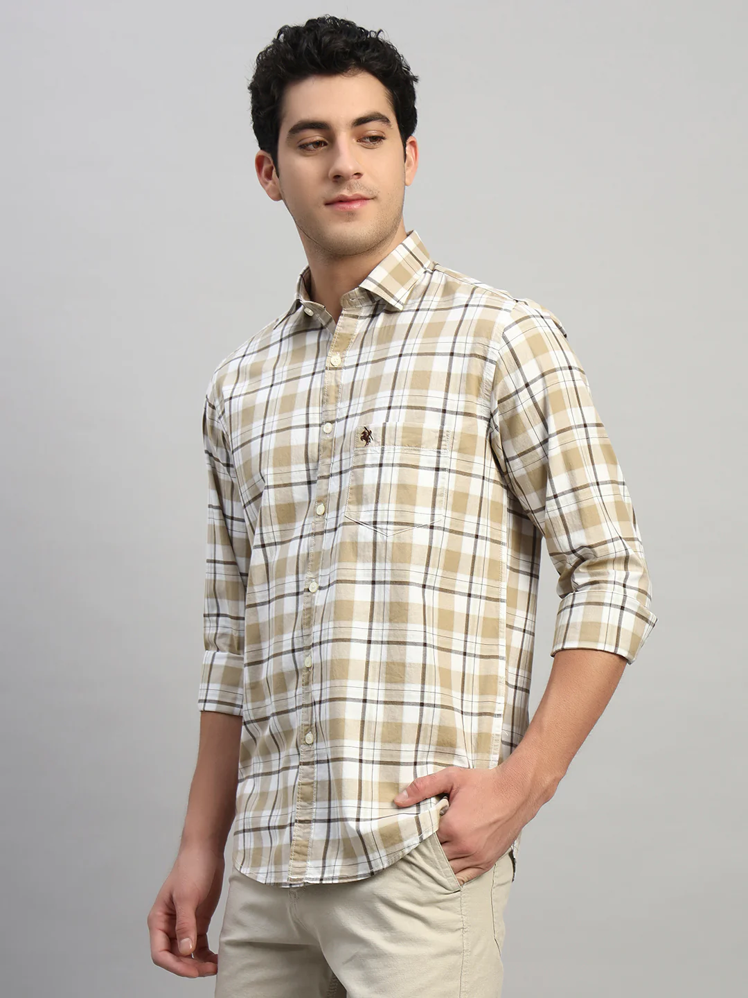 Casual Shirt for Men | Breathable & Soft with Color Fastness Regular Fit Spread Collar Neck Cotton Fabric Checkered Pattern - Image 4