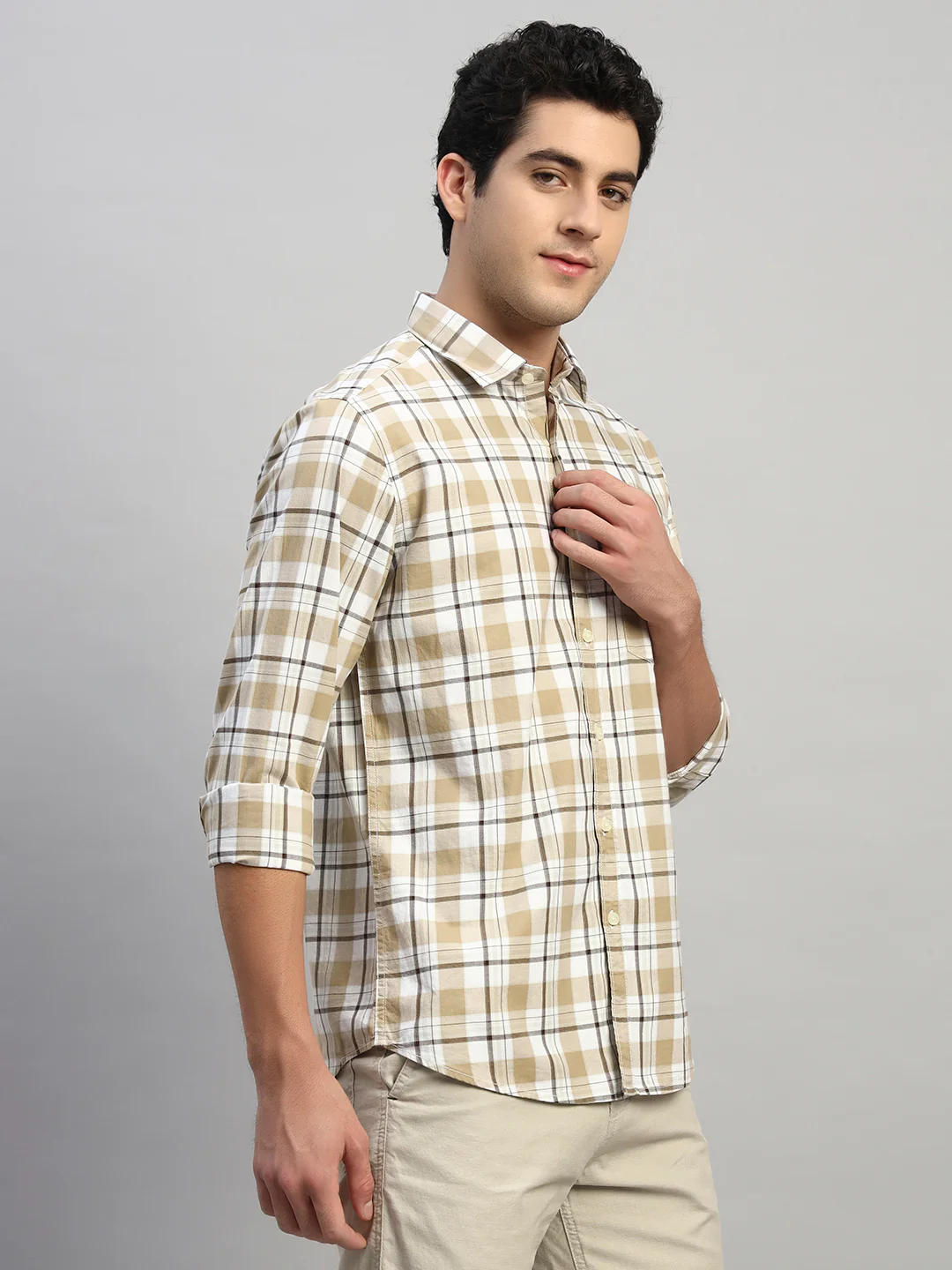 Casual Shirt for Men | Breathable & Soft with Color Fastness Regular Fit Spread Collar Neck Cotton Fabric Checkered Pattern - Image 5