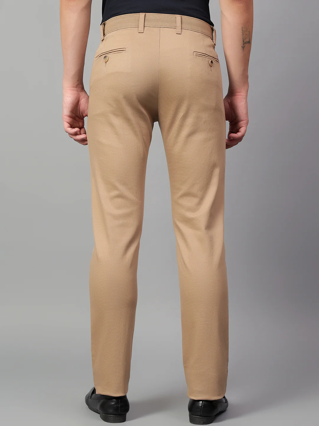 Casual Trouser for Men | Breathable & Soft with Color Fastness Regular Fit Cotton Blend Fabric Self Design Pattern Button Closure - Image 2