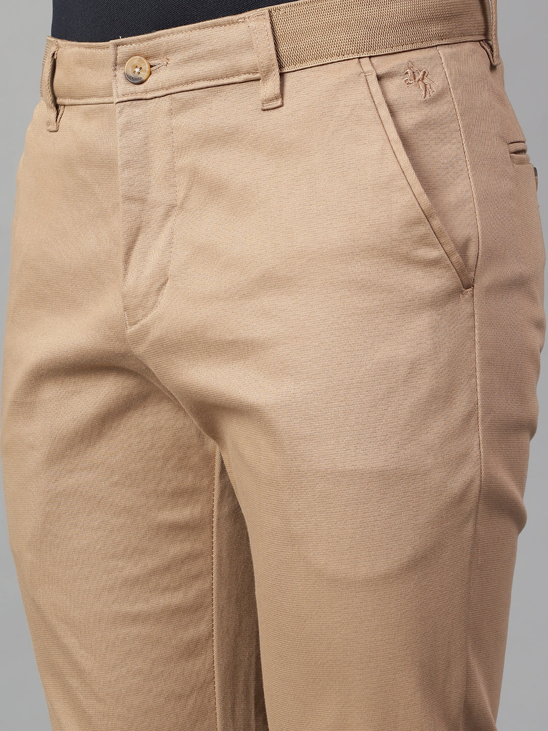 Casual Trouser for Men | Breathable & Soft with Color Fastness Regular Fit Cotton Blend Fabric Self Design Pattern Button Closure - Image 6