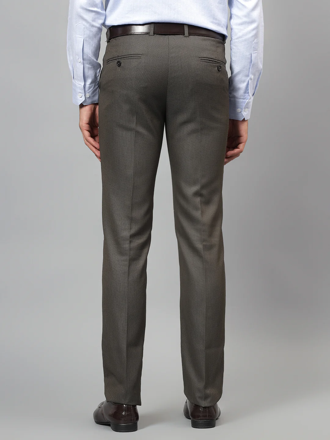Formal Trouser for Men | Breathable & Soft with Color Fastness Regular Fit Poly Viscose Fabric Self Design Pattern Hook & Eye Closure - Image 6
